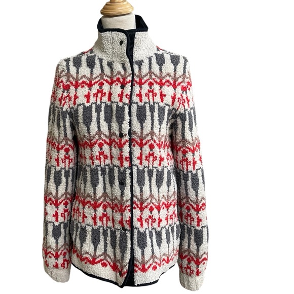 Anthropologie Sleeping on Snow Intarsia Sherpa Fair Isle‎ Jacket Womens XS - Picture 1 of 9
